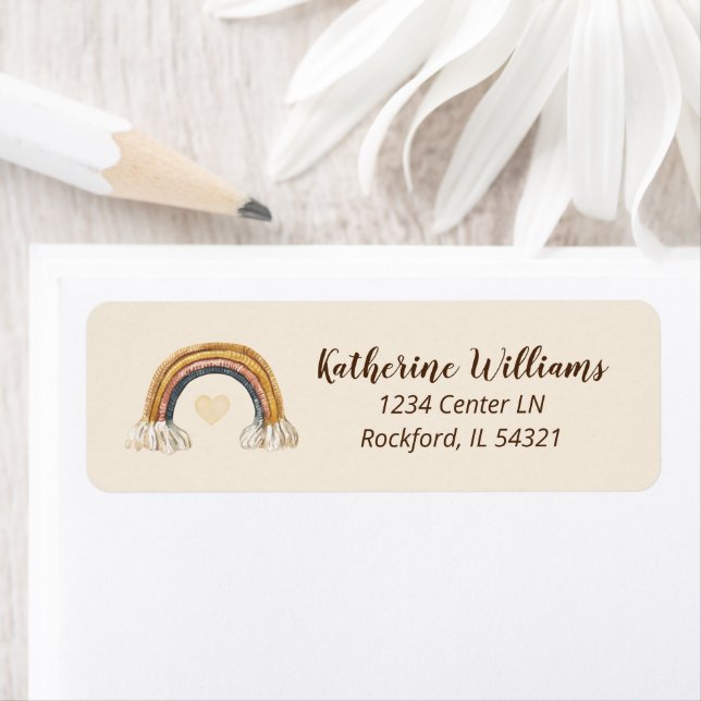 Boho Wstercolor Rainbow Baby Shower label (Insitu)
