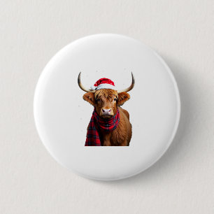 Boho Xmas Christmas Highland Cow T-Shirt (1) 6 Cm Round Badge