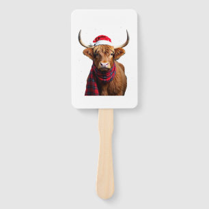 Boho Xmas Christmas Highland Cow T-Shirt (1) Hand Fan