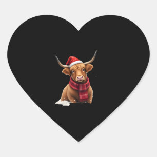 Boho Xmas Christmas Highland Cow T-Shirt (1) Heart Sticker