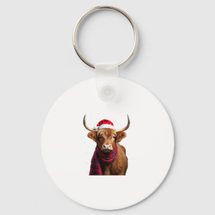 Boho Xmas Christmas Highland Cow T-Shirt (1) Key Ring