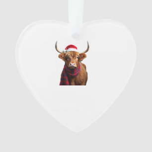 Boho Xmas Christmas Highland Cow T-Shirt (1) Ornament