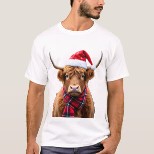 Boho Xmas Christmas Highland Cow T-Shirt (2)