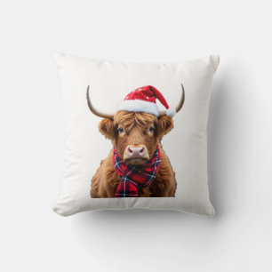 Boho Xmas Christmas Highland Cow T-Shirt (2) Cushion