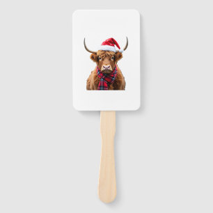 Boho Xmas Christmas Highland Cow T-Shirt (2) Hand Fan