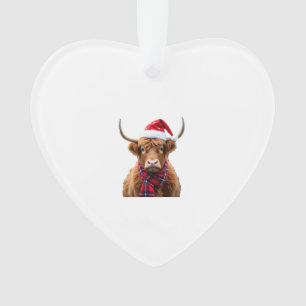 Boho Xmas Christmas Highland Cow T-Shirt (2) Ornament