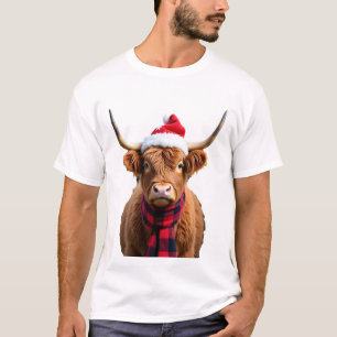 Boho Xmas Christmas Highland Cow T-Shirt (3)