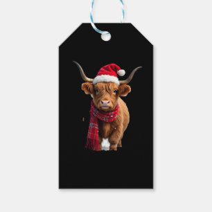 Boho Xmas Christmas Highland Cow T-Shirt (3) Gift Tags