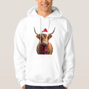 Boho Xmas Christmas Highland Cow T-Shirt (3) Hoodie