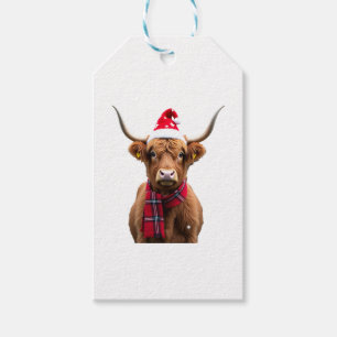 Boho Xmas Christmas Highland Cow T-Shirt (4) Gift Tags
