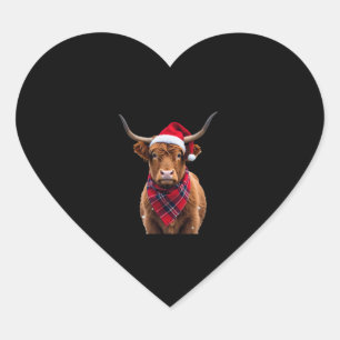 Boho Xmas Christmas Highland Cow T-Shirt Heart Sticker