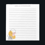 Boho Yellow Abstract Shapes Personalised Lined Notepad<br><div class="desc">This stylish lined notepad a modern abstract art design in yellow and grey. Personalise it with your name. Great gift idea!</div>