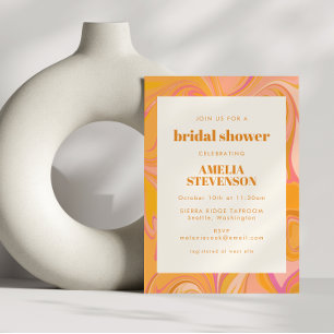 Boho Yellow and Pink Marble Unique Bridal Shower Invitation