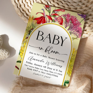 Boho Yellow Floral Baby in Bloom Baby Shower Invitation