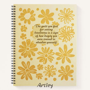 Boho Yellow Floral Stamp Custom Quote Journal