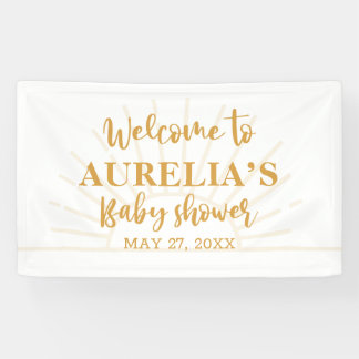 Boho Yellow Little Ray Sunshine On Way Baby Shower Banner