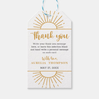 Boho Yellow Little Ray Sunshine On Way Baby Shower Gift Tags