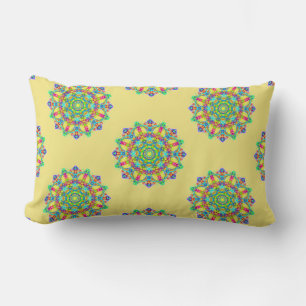 Boho Yellow Mandala Pattern Lumbar Cushion