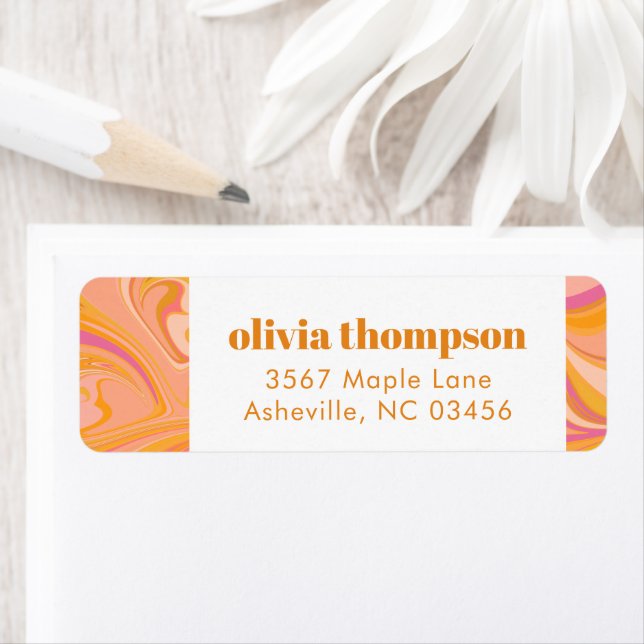 Boho Yellow Pink Marble Custom Return Address (Insitu)