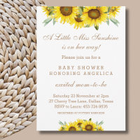 Boho Yellow Sunflower Baby Girl Shower