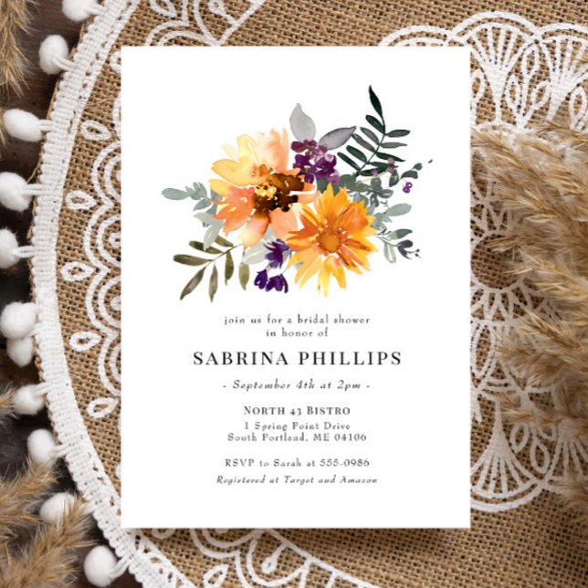 Boho Yellow Wildflower Bridal Shower Invitation (Creator Uploaded)