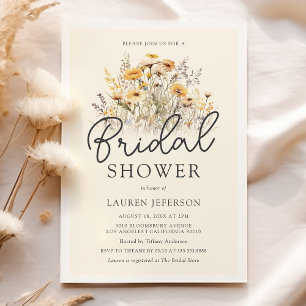 Boho Yellow Wildflower Bridal Shower Invitation