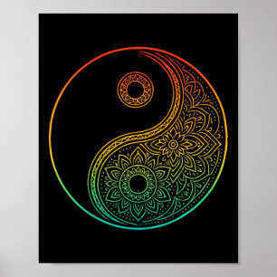 Boho Yin Yang Mandala Zen Meditation Taoism Tai Ch Poster