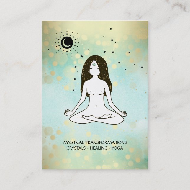 *~* Boho Yoga Goddess Celestial Moon Magic 3rd Eye Business Card (Front)