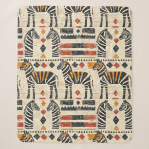 Boho Zebra Tribal Safari Pattern Sherpa Blanket