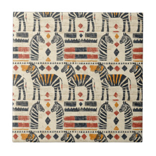 Boho Zebra Tribal Safari Pattern Tile