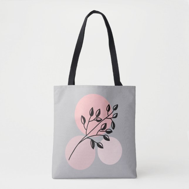 Boho Zen Botanical On Pink & Lilac Circles Tote Bag (Front)