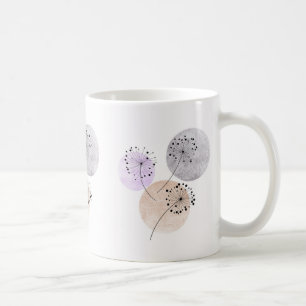 Boho Zen Dandelion Flowers On Blue Pink Circles  Coffee Mug