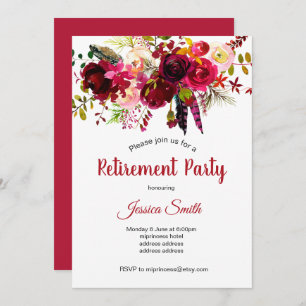 bohochic floral retirement party invitation
