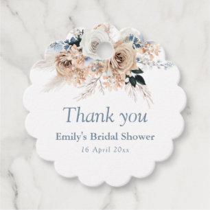 bohomian pampas dusty blue bridal shower favour tags