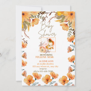 bohoPERSONALISED WHITE ORANGESHOWER Invitation