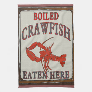 Boiled Crawfish Eaten Here and Towel