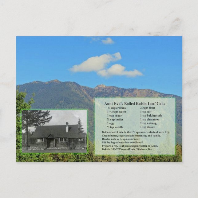 Boiled Raisin Loaf Cake Recipe Postcard (Front)