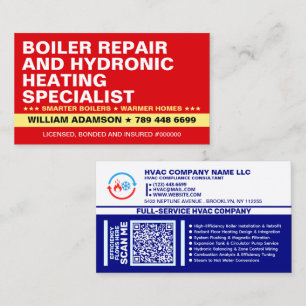 Boiler Repair and Hydronic Heating Services   Pro Business Card
