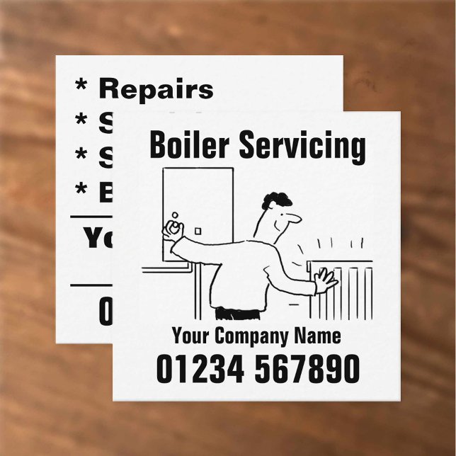 Boiler Servicing Contact Details Square Business Card (Creator Uploaded)