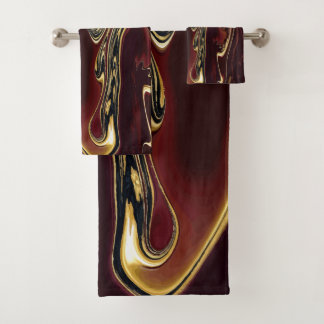 Boiling Gold Lava Mountain red gold blue spirals Bath Towel Set