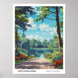 Bois de Bolougne Paris France Vintage Travel Poster