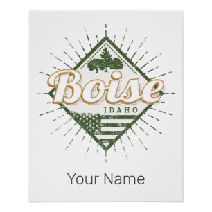 Boise City Idaho United States Vintage USA Tree Poster