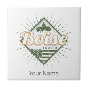 Boise City Idaho United States Vintage USA Tree Tile