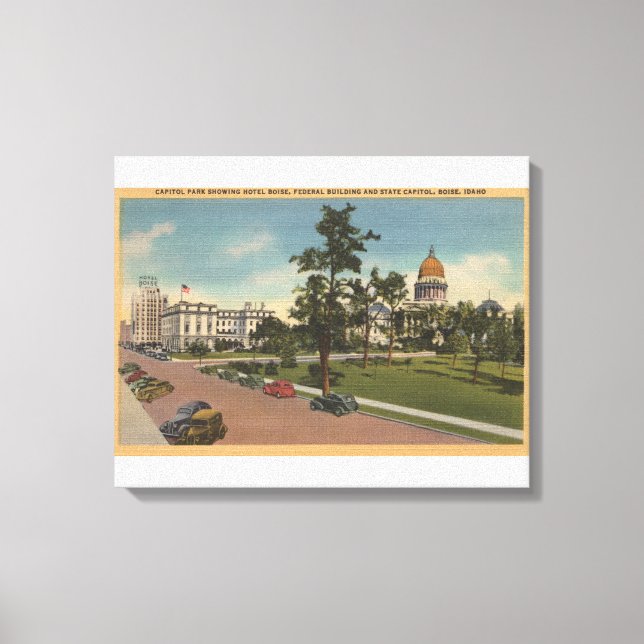 Boise, ID - View of Capital Park & Surrounding Canvas Print (Front)