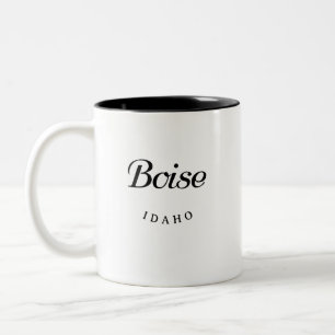 Boise Idaho Black Font Two-Tone Coffee Mug