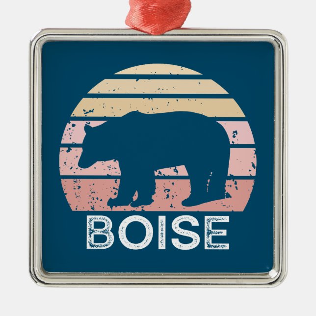 Boise Idaho Retro Bear Metal Tree Decoration (Front)