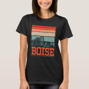 Boise Idaho Usa Retro Vintage Sunset Skyline Boise T-Shirt