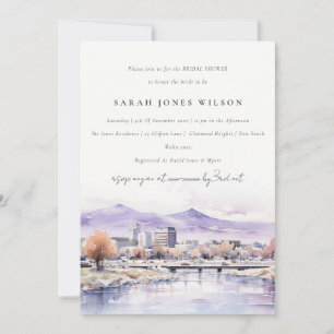 Boise, Idaho Watercolor Landscape Bridal Shower Invitation