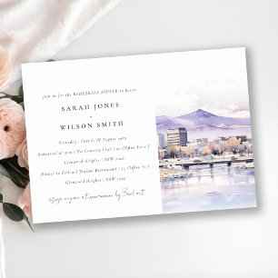Boise, Idaho Watercolor Landscape Rehearsal Dinner Invitation