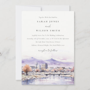 Boise, Idaho Watercolor Landscape Wedding Invitation